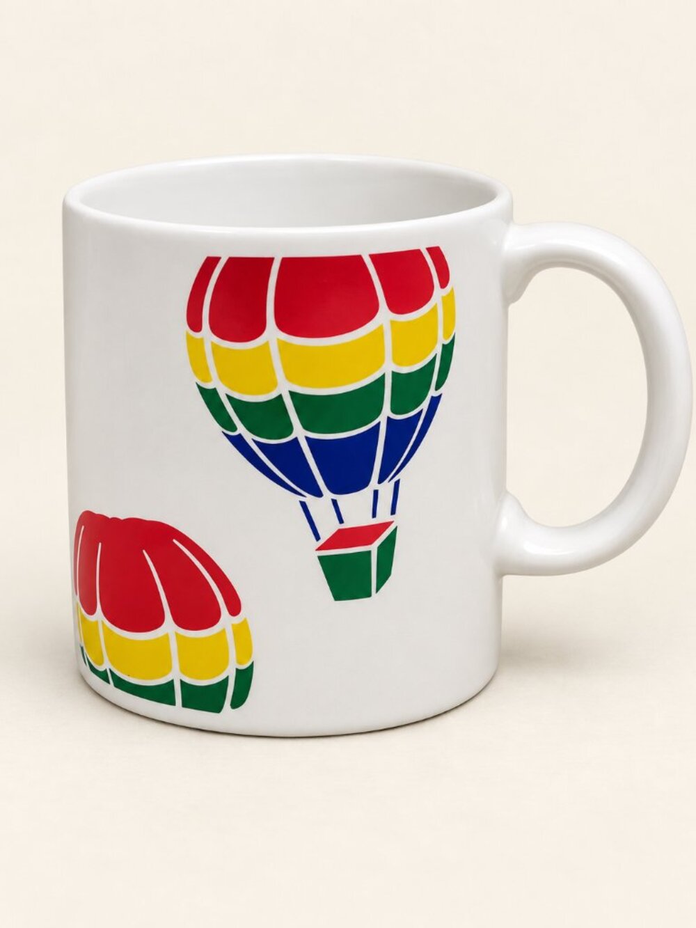 Vintage 1980s Rainbow Hot Air Balloon Ceramic Coffee Mug - FTD Florist